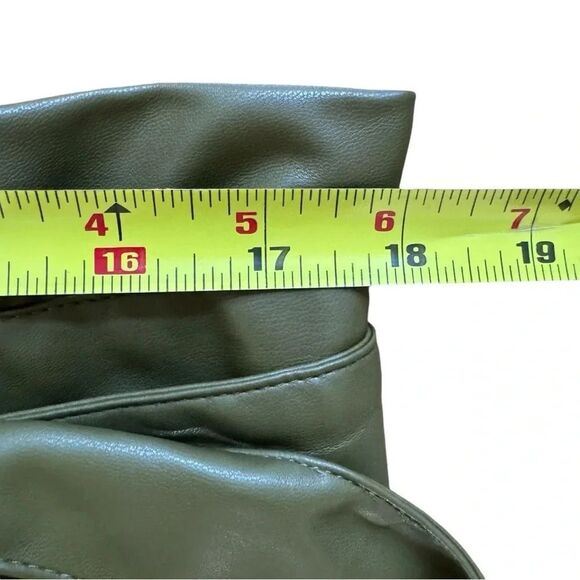 Who What Wear Olive Green Ankle Pants Belted Faux-Leather Paper Bag Trouser 16 - Picture 9 of 14